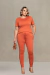 Conjunto Moletinho Calça Joguer Bolsos e blusa Manga Curta com Bolsinho Plus Size