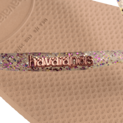Chinelo Havaianas Slim Square Logo Metallic Rose Gold - loja online