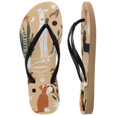 Chinelo Adulto Havaianas Slim Pets Bege/Preto - loja online