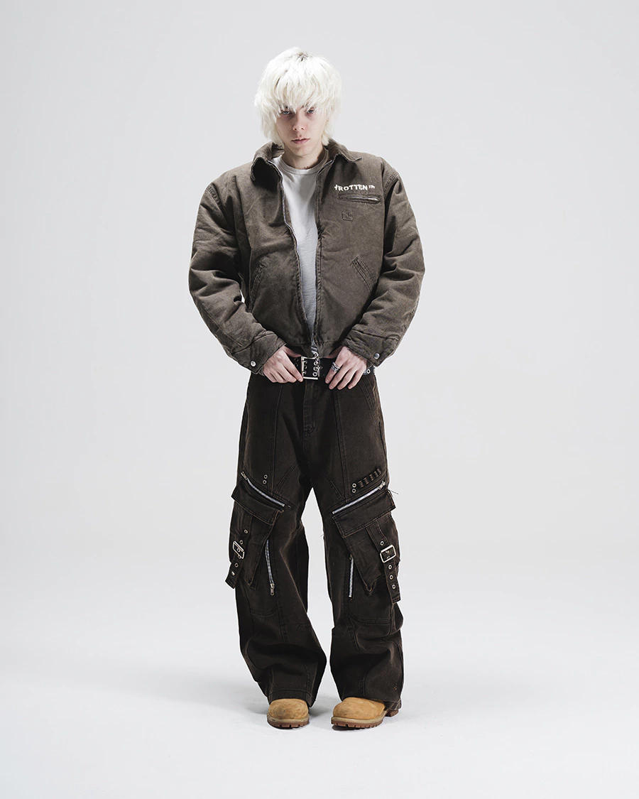 DISTRESSED TAUPE BOMBER JACKET - tienda online