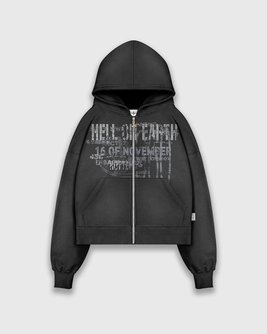 HELL ON EARTH NOIR ZIP HOODIE - comprar online