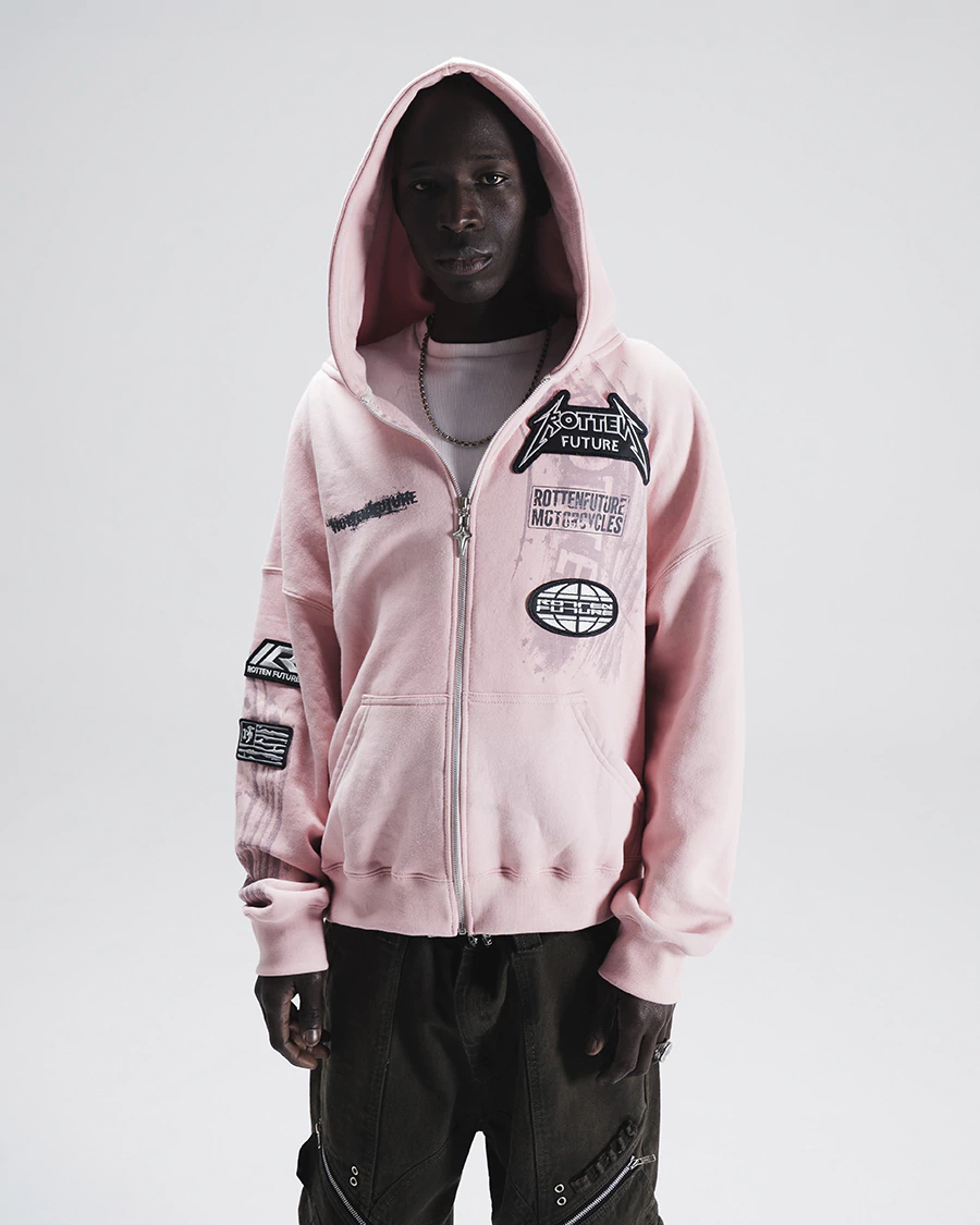 DIRTY PATCHWORK ROSÉ ZIP HOODIE en internet