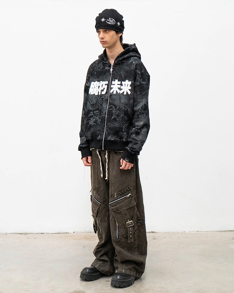 STREET JUNK CAMPERA ZIP NOIR - ROTTEN FUTURE ™