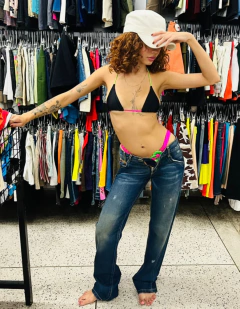 calça miss sixty ziper laranja
