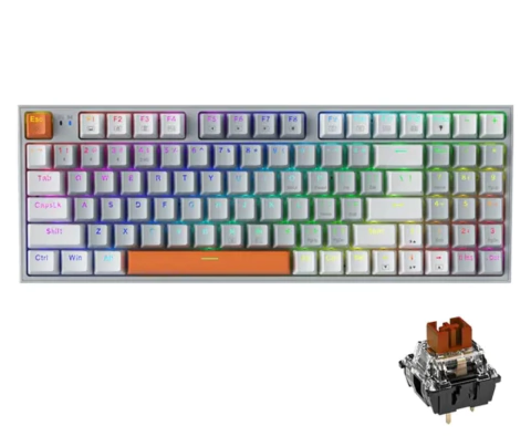 TECLADO GAMER MACHENIKE K500W SEM FIO RGB TRI-MODE SWITCH BROWN