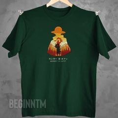 Camiseta Luffy paisagem bordado One piece anime