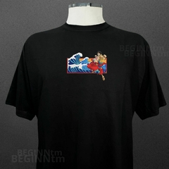 Camiseta Luffy Bordado 100% algodão blusa streetwear one piece