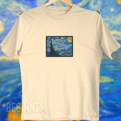 Camiseta vangogh a noite estrelada bordada