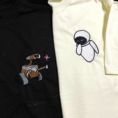 Camiseta Wall-E e Eva Casal Bordada Camisa animação namorados