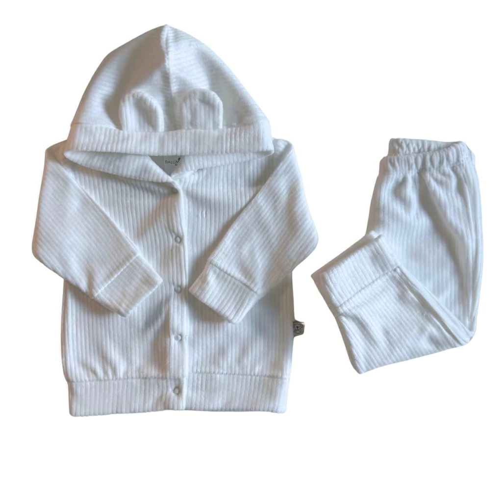 Conjunto Ursinho em Microsoft - Branco