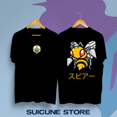 Remera Negra Beedrill doble estampa