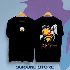 Remera Negra Beedrill doble estampa