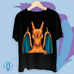Remera Oversize Charizard Face Negra
