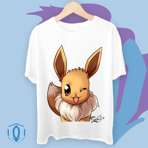 Remera Oversize Eevee Face Blanca