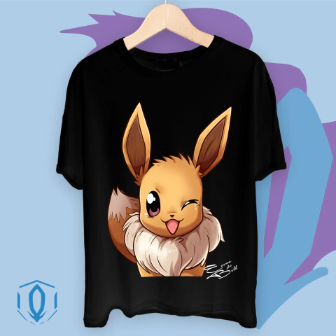 Remera Oversize Eevee Face Negra