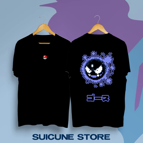 Remera Oversize Gastly Pixel Doble Estampa