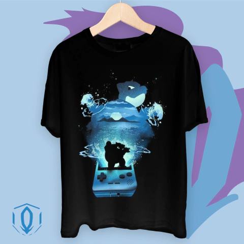 Remera Negra Gameboy Blastoise