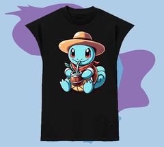 Musculosa negra Squirtle Tomando Mate