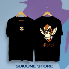 Remera Negra Pidgey doble estampa