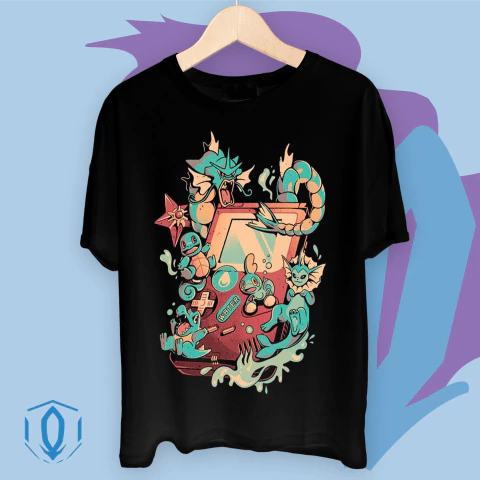 Remera Negra Gameboy Agua - comprar online