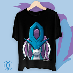 Remera Suicune Face Negra (Sin aura)