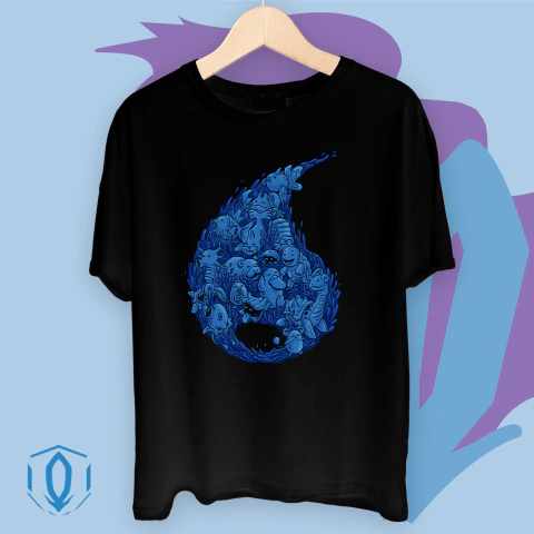 Remera negra Tipo Agua