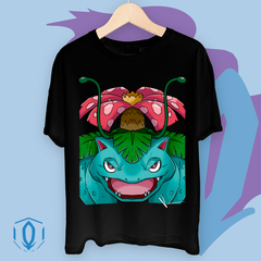 Remera Oversize Venusaur Face Negra