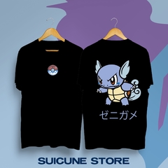 Remera Negra Wartortle doble estampa