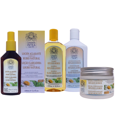 Kit Camomila Intea Reflexos Louros Shampoo 250 ml + Condicionador 250 ml + Máscara 300 g + Loção Louro Natural 100 ml - comprar online