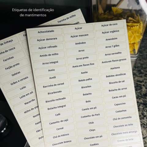 Etiquetas de Identificação Mantimentos