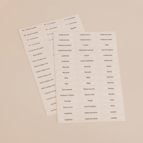 Etiquetas de identificação baby