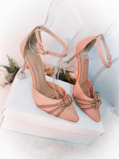 Scarpin nude nó de tira infinity