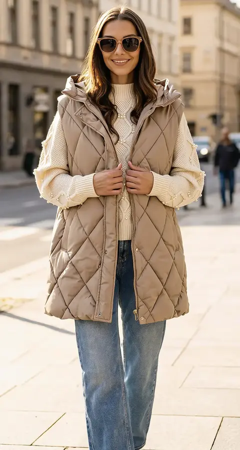 Chaleco Puffer Diamond ✦ Beige