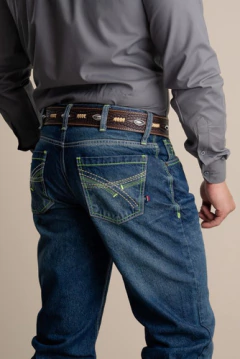 Calça Jeans Masculina Texas Farm Bordada Verde Pdm022 na internet