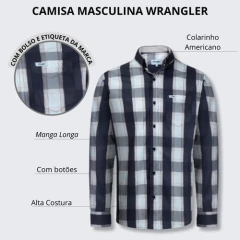 Camisa Masculina Wrangler Manga Longa Wls167 Xadrez Gg - comprar online