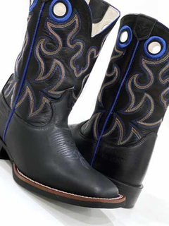 Bota Texana Masculina Durango Preta Com Azul 0332 - Traje certo country
