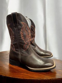 Bota Texana Bico Quadrado Masculina 100% Couro 670 na internet