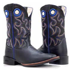Bota Texana Masculina Durango Preta Com Azul 0332