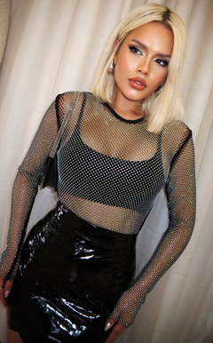 Blusa Fem Manga Longa Telinha Com Strass 250 - comprar online
