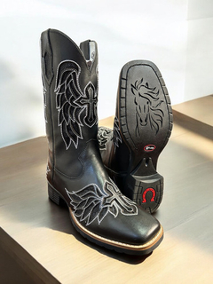 Bota Texana Feminina Bico Quadrado Preta 8345 na internet