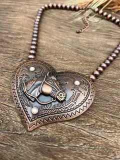 Colar Western Country Pingente Cavalo Com Brinco - Traje certo country
