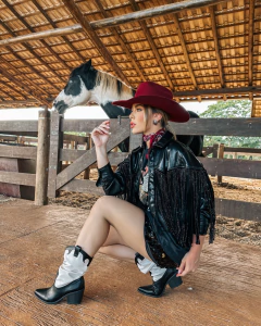 Jaqueta Com Franja Feminina Western Country Rodeio 2138 - comprar online