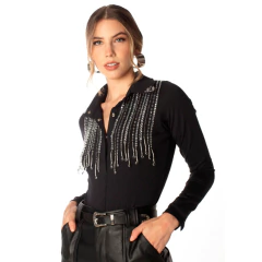 Body Preto Com Pedrarias Western Bordado Moon 172 - comprar online