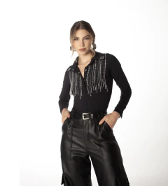 Body Preto Com Pedrarias Western Bordado Moon 172 na internet