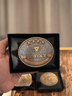 Fivela Ariat - Bead Edge Logo Antique Silver And Gold
