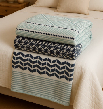 ACOLCHADO PIEL CON DISEÑO X3 PIEZAS QUEEN - CELESTE/GRIS - comprar online