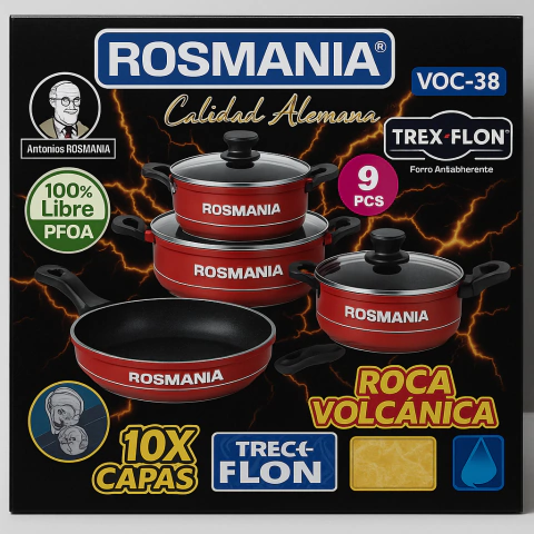 JUEGO DE OLLAS ROMANIA VOC38 X 9PCS - ROJO - comprar online
