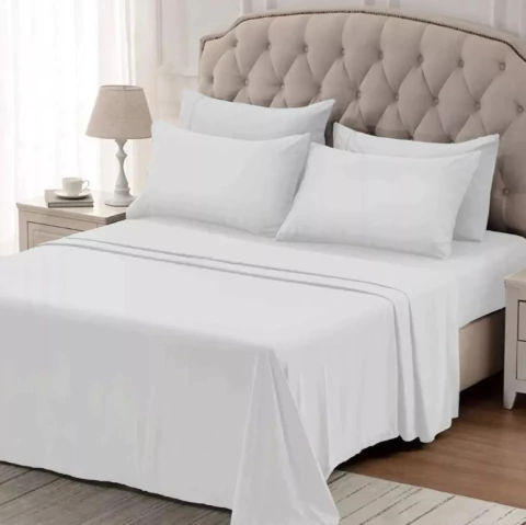 JUEGO SABANAS AMERICANO 3800 HILOS QUEEN - BLANCO