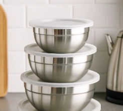 SET BOWL DE ACERO C/TAPA TRANP COSMOS X 5 - comprar online