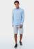 Camisa linho casual masculina manga longa comfort capri azul claro